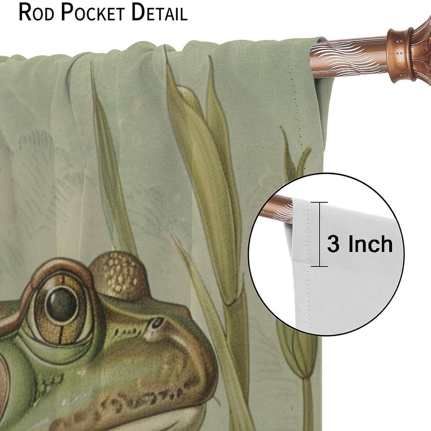Abstract Frog Blackout Curtains for Bedroom, Nature Floral Leaf Plants Pond Curtains Rod Pocket Thermal Insulated Window Drapes for Living Room, 2 Panels/Each 21" W x 45" L