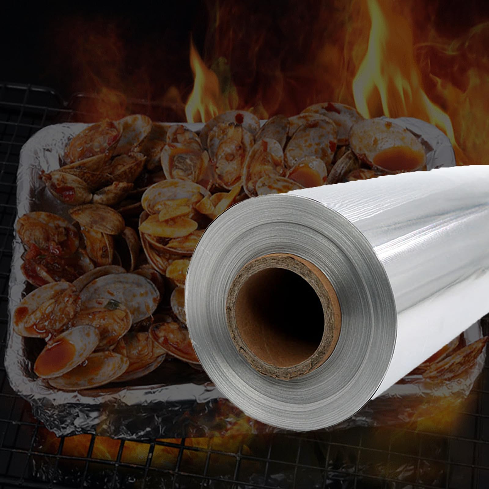 Papel de Aluminio para Alimentos, Hornear y Barbacoa – Conservación de Alimentos Frescos, Apto para Congelador y Parrilla – Ideal para Paquetes de Aluminio y Cocina Casera, Fácil (Size:38CM*20μm*150M)