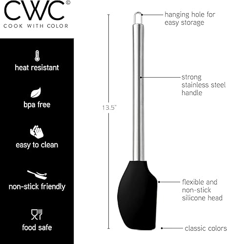 Miniatura 4 de COOK WITH COLOR - Juego de utensilios de cocina de silicona, 10 piezas, fáciles de limpiar, utensilios de cocina para batería de cocina