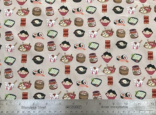 Miniatura 2 de Tela asiática para alimentos, tela de sushi, tela japonesa, máscara facial de ramen, tela de rasgos asiáticos sutiles, tela de algodón, kimchi,