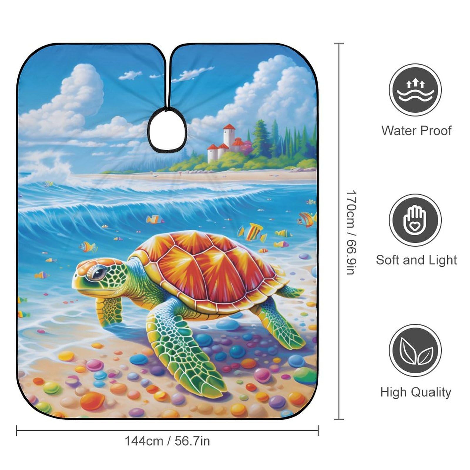 Ocean Animal Sea Turtles Hair Cutting Cape for Men Women Waterproof Barber Cape Adjustable Salon Haircut Capes