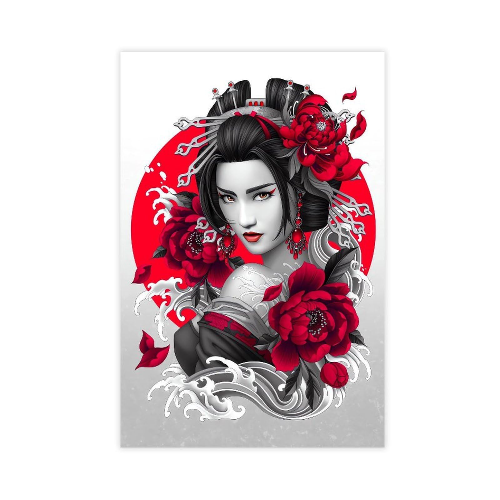 QNVJQKDSI Japanese Geisha Art (14) Canvas Poster Bedroom Decor Landscape Office Room Decor Gift 24" L X 36" W