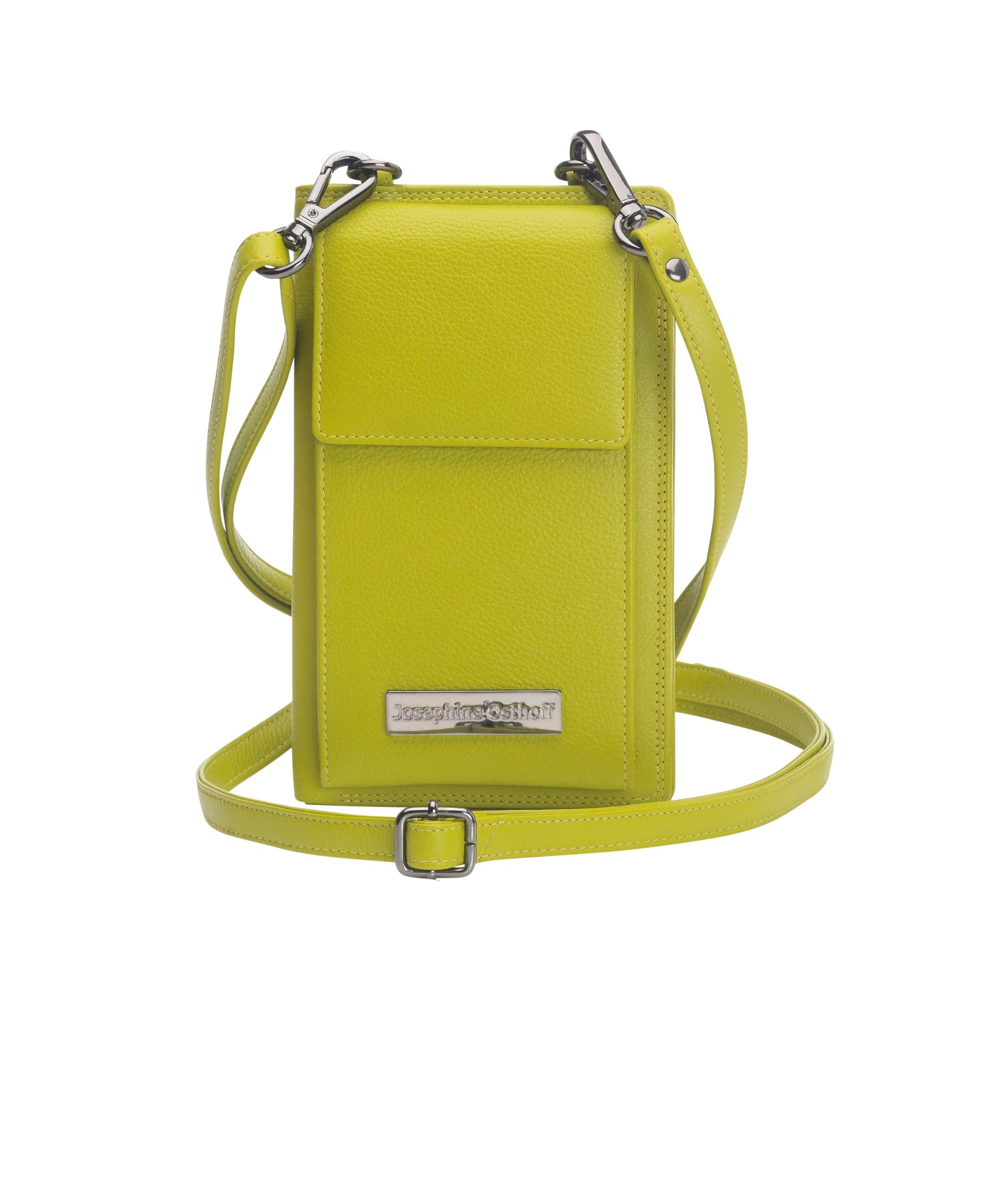 München etui na telefon komórkowy do zawieszenia z portfelem z prawdziwej skóry z ochroną RFID, Limone, 18 x 12 x 3,5 cm