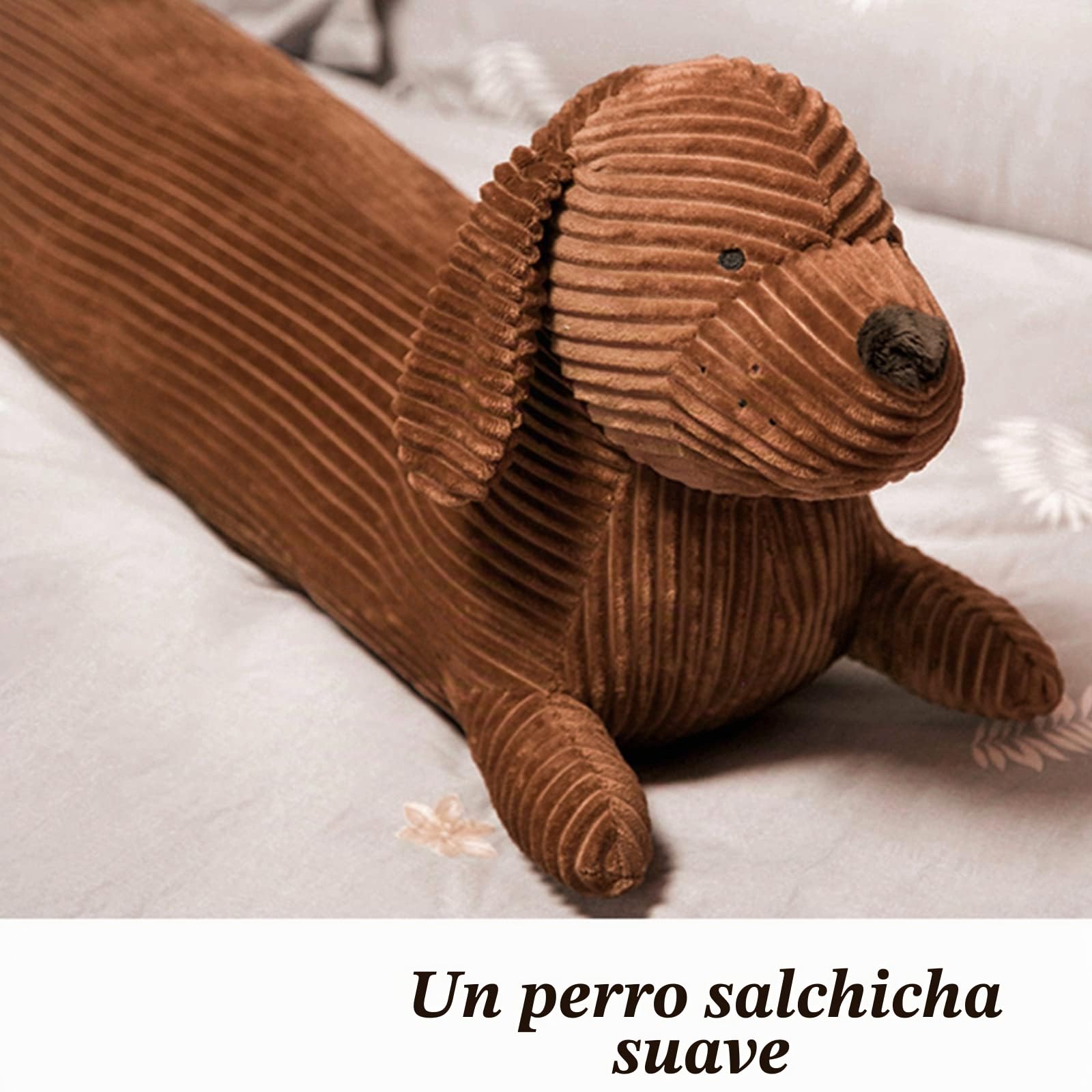 Almohada de Peluche de Animal Perro de Peluche Cojín Almohada Larga Suave de Felpa Regalo de Cumpleaños Navidad, 110cm (Dachshund)