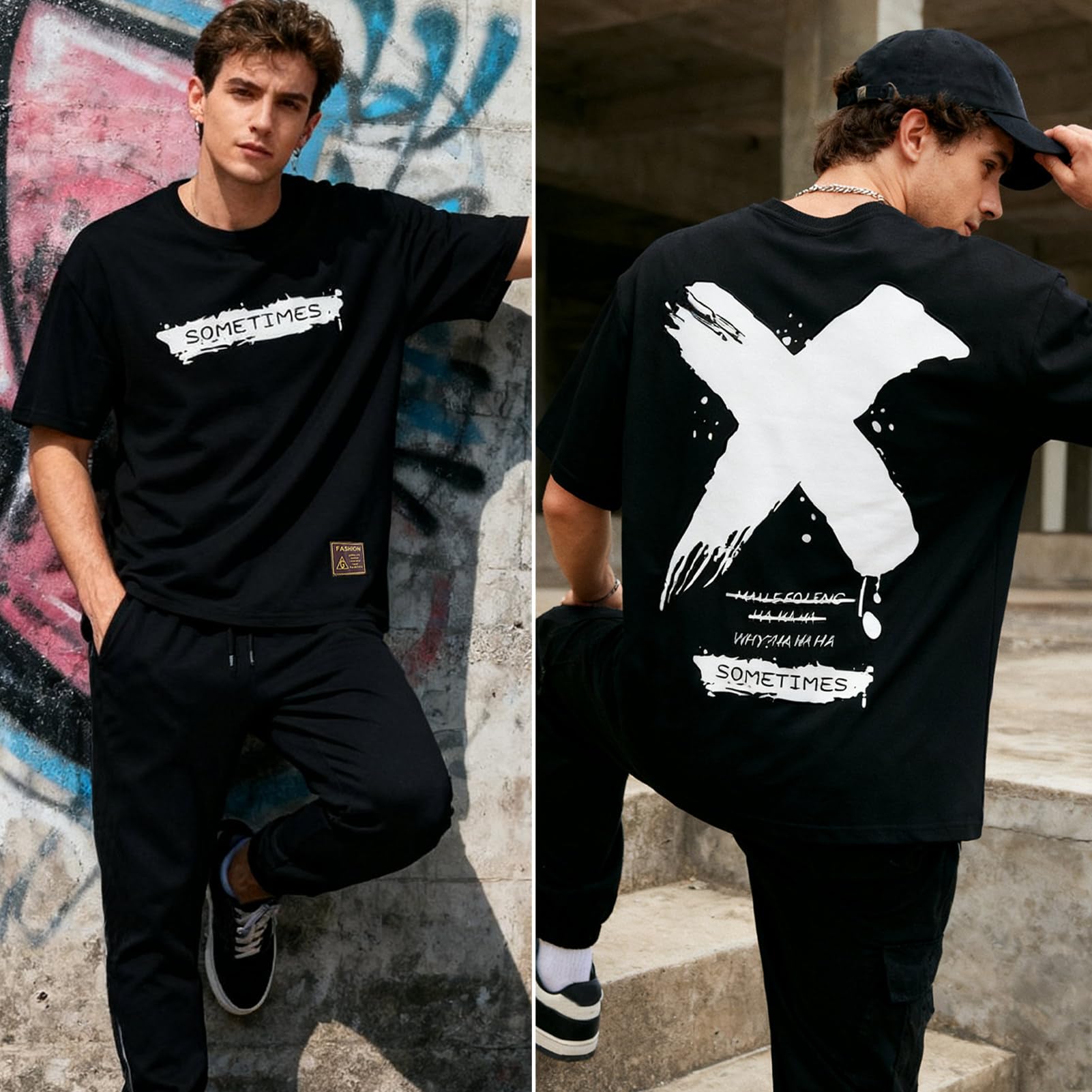 Pack de 3 Camisetas Hombre Manga Corta Cuello Redondo Algodón Playeras Casual Estampado T-Shirt