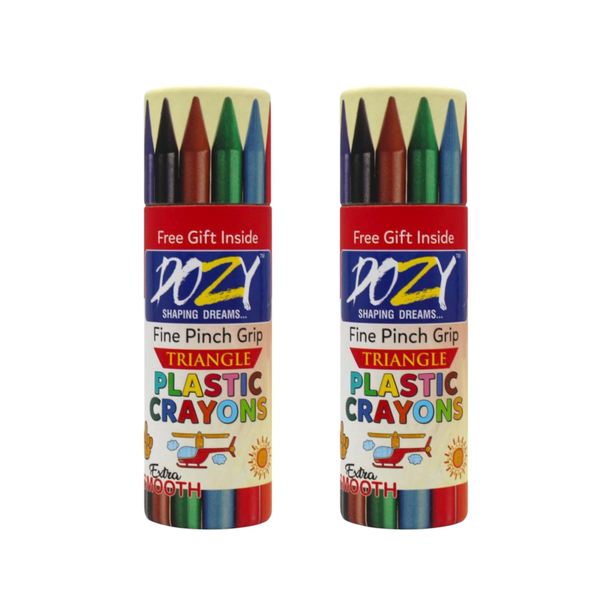 DOZY Triangle Plastic Crayons Colours – 12 Vibrant Colours | Pack of 2