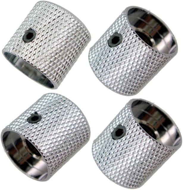 Pack of 4pcs Brass Dome Knob Volume Tone Control Knobs for Electric Guitar Bass Screw Type (Chrome)