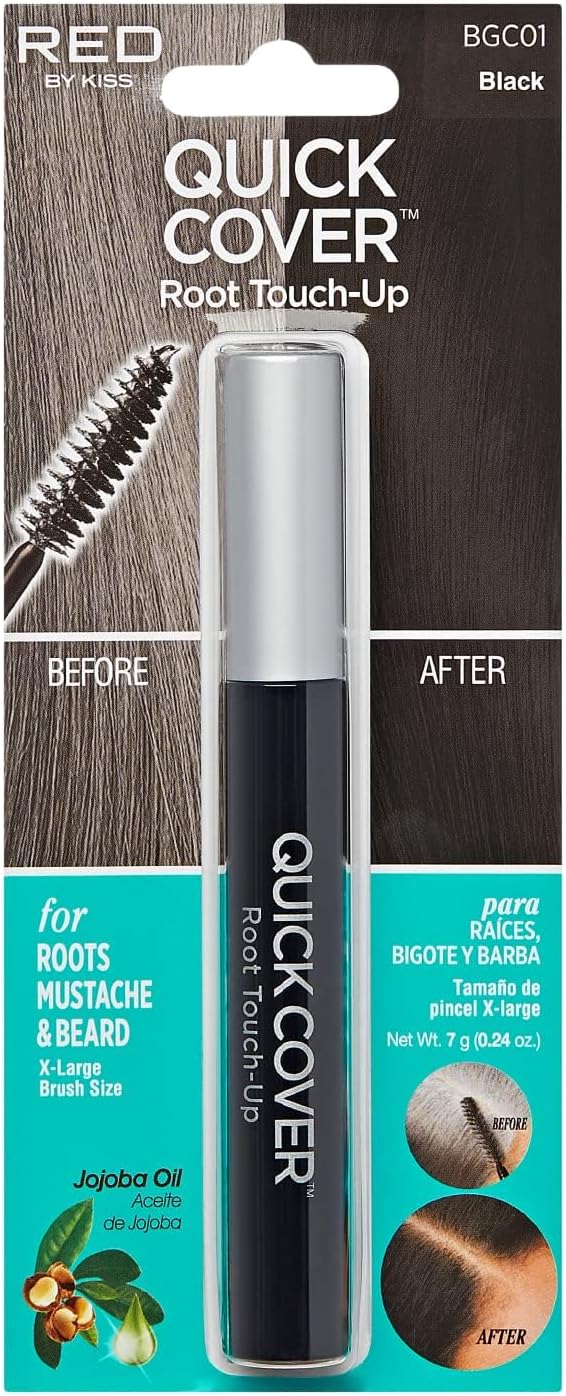 RED by KISS Quick Cover Root Touch Up Rescue (Black), Mascara Natural Water-R...