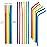 ALINK 100-Pack Solid Colors Flexible Drinking Straws, Plastic Disposable Bendy Straws - 7.75 x 0.23