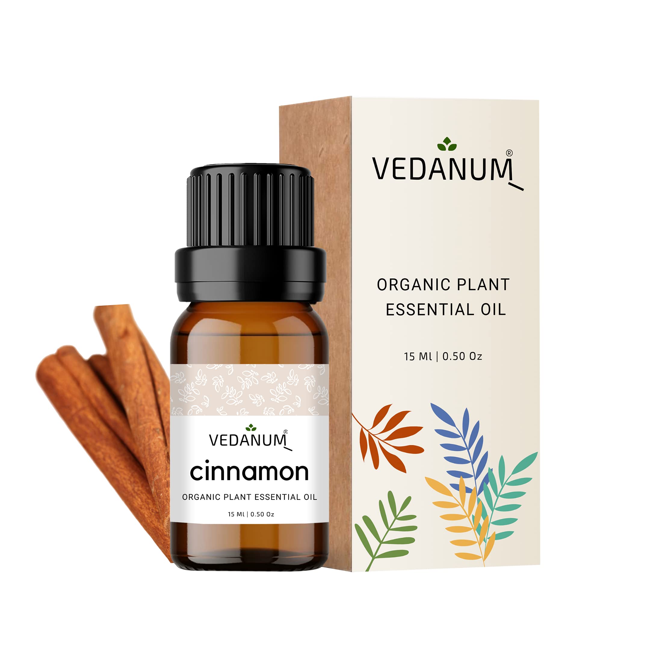 VEDANUM Premium Essential Oil for Aromatherapy, Oil Diffuser, Aroma Burner, Home D�cor Activities - 15 ML Organic Concentrate || (Cinnamon)