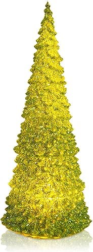 Bdor Árbol de Navidad iluminado, decoración de mesa Arcilico, árbol de Navidad, funciona con pilas, decoración de centro de mesa verde para