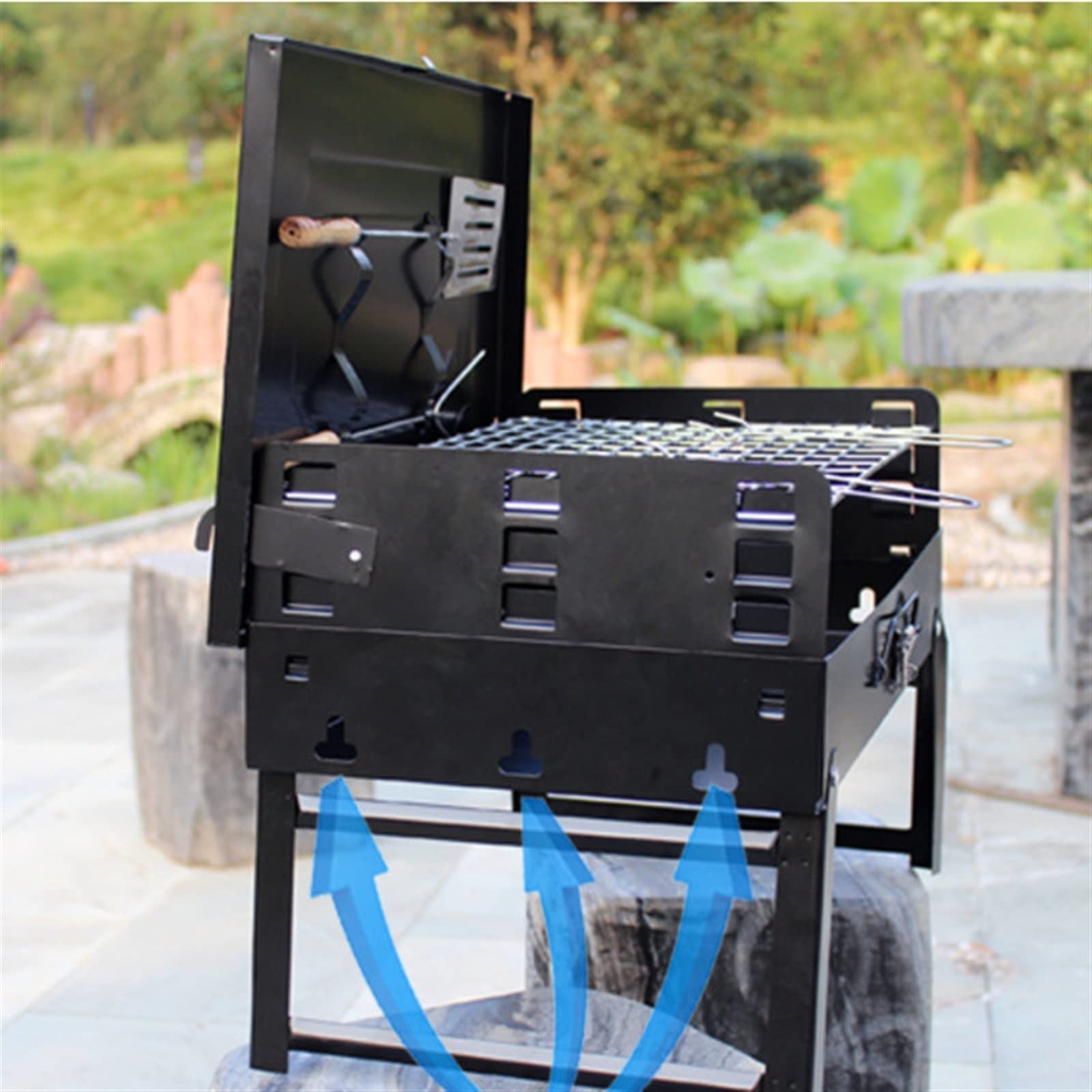 FAXIOAWA Cestino per griglia per Pesce Picnic all'aperto Griglia per Barbecue Griglia per Barbecue Pieghevole Barbecue per Patio Griglia a Carbone Stufa Barbecue in Acciaio Inossidabile