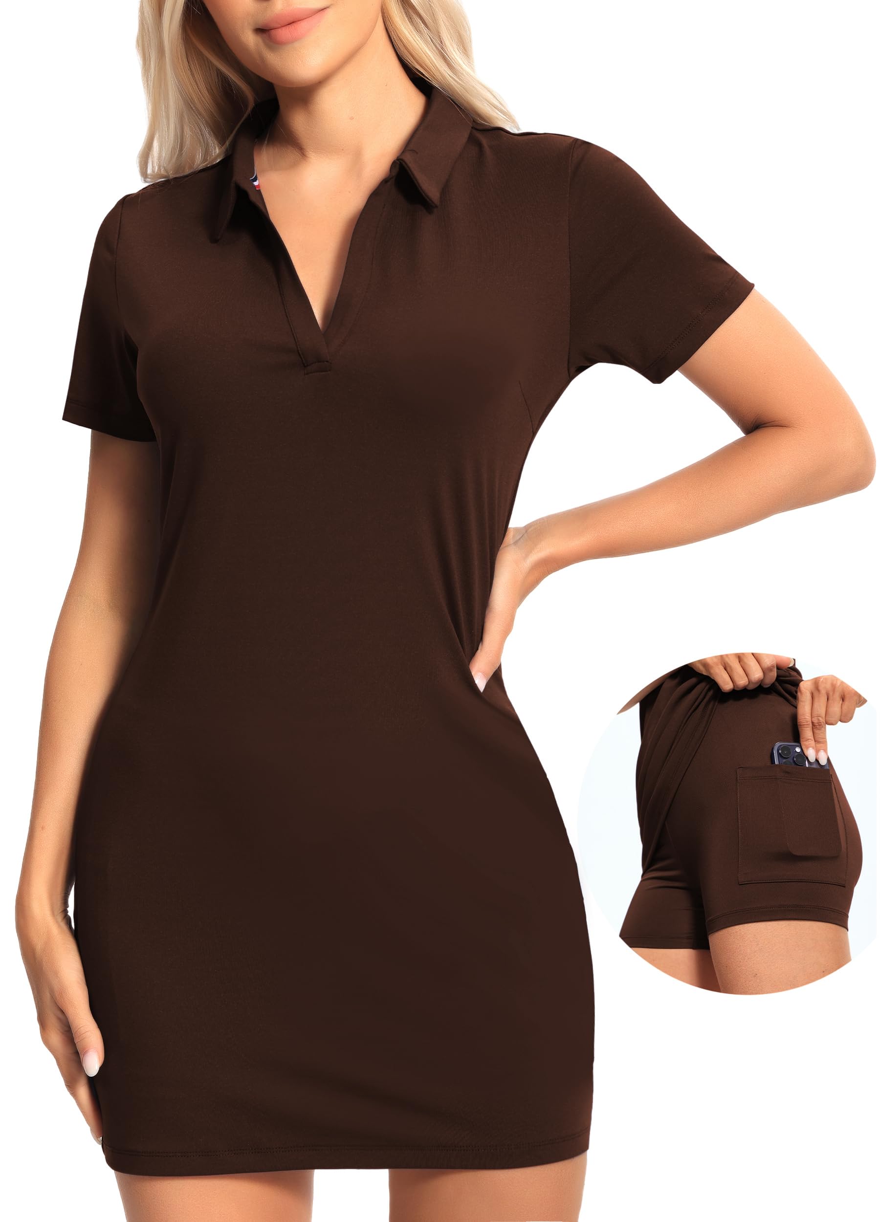 Hiverlay Golf Dress for Women Short Sleeve Tennis Dress with Shorts