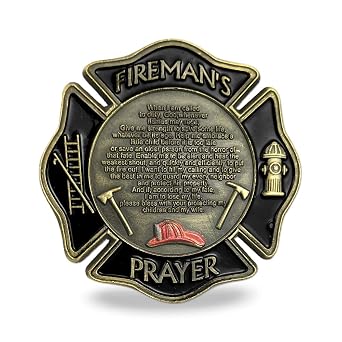 Firefighter Prayer Coin Thin Red Line US Flag Challenge Coin