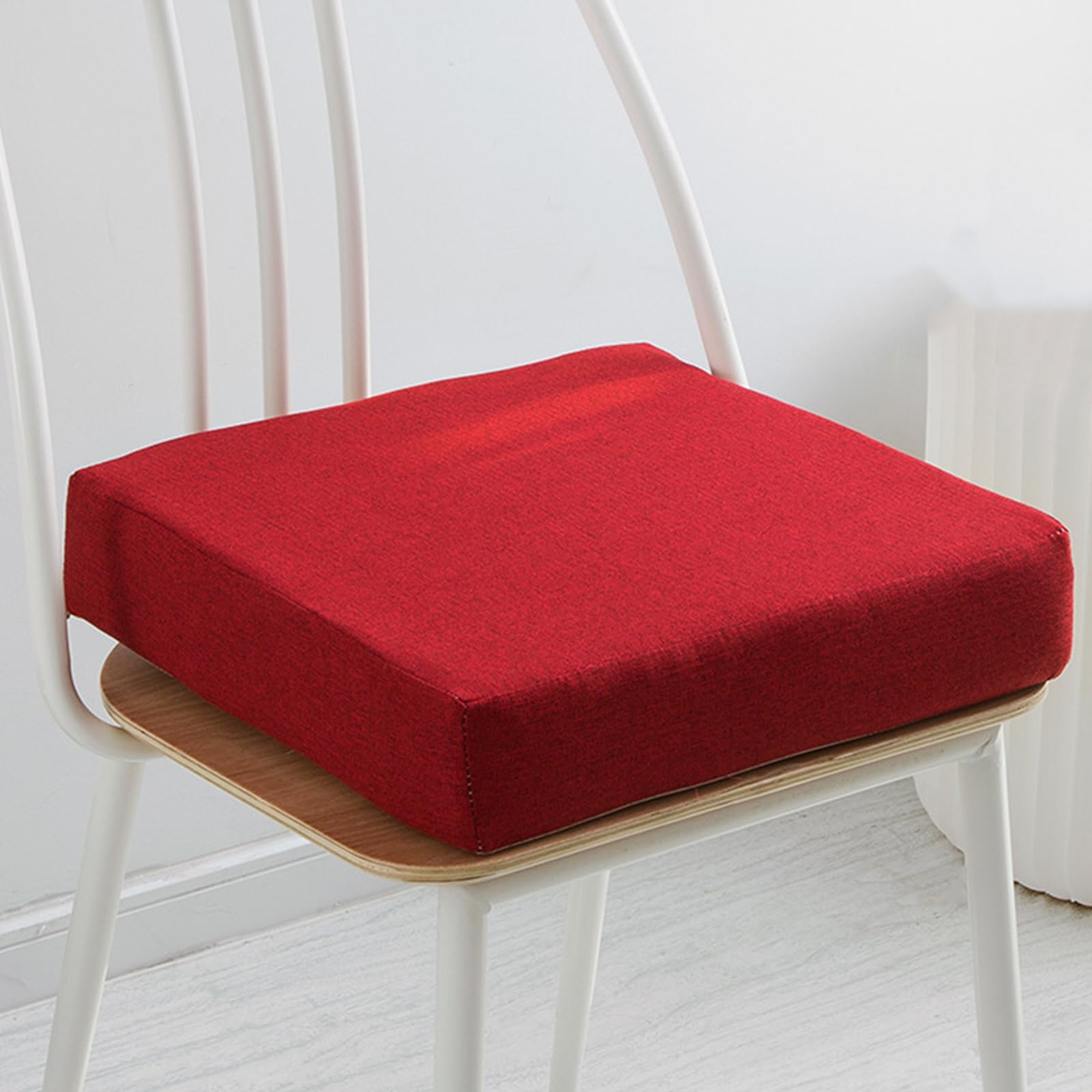 Cojín cuadrado para silla en algodón y lino natural rojo de 50x50x5 cm
