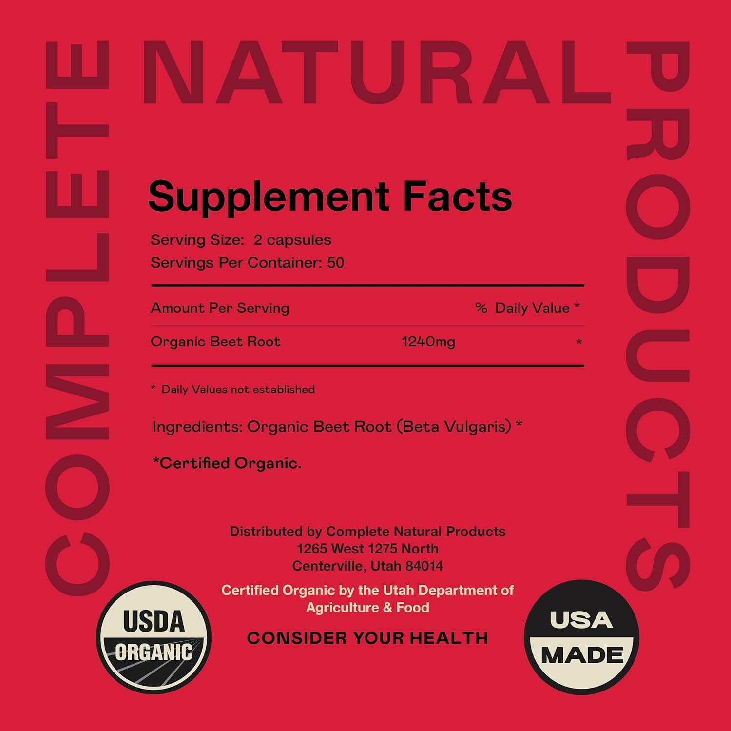 Complete Natural Products Beet Root 100 Capsules & Turmeric 100 Capsules Bundle