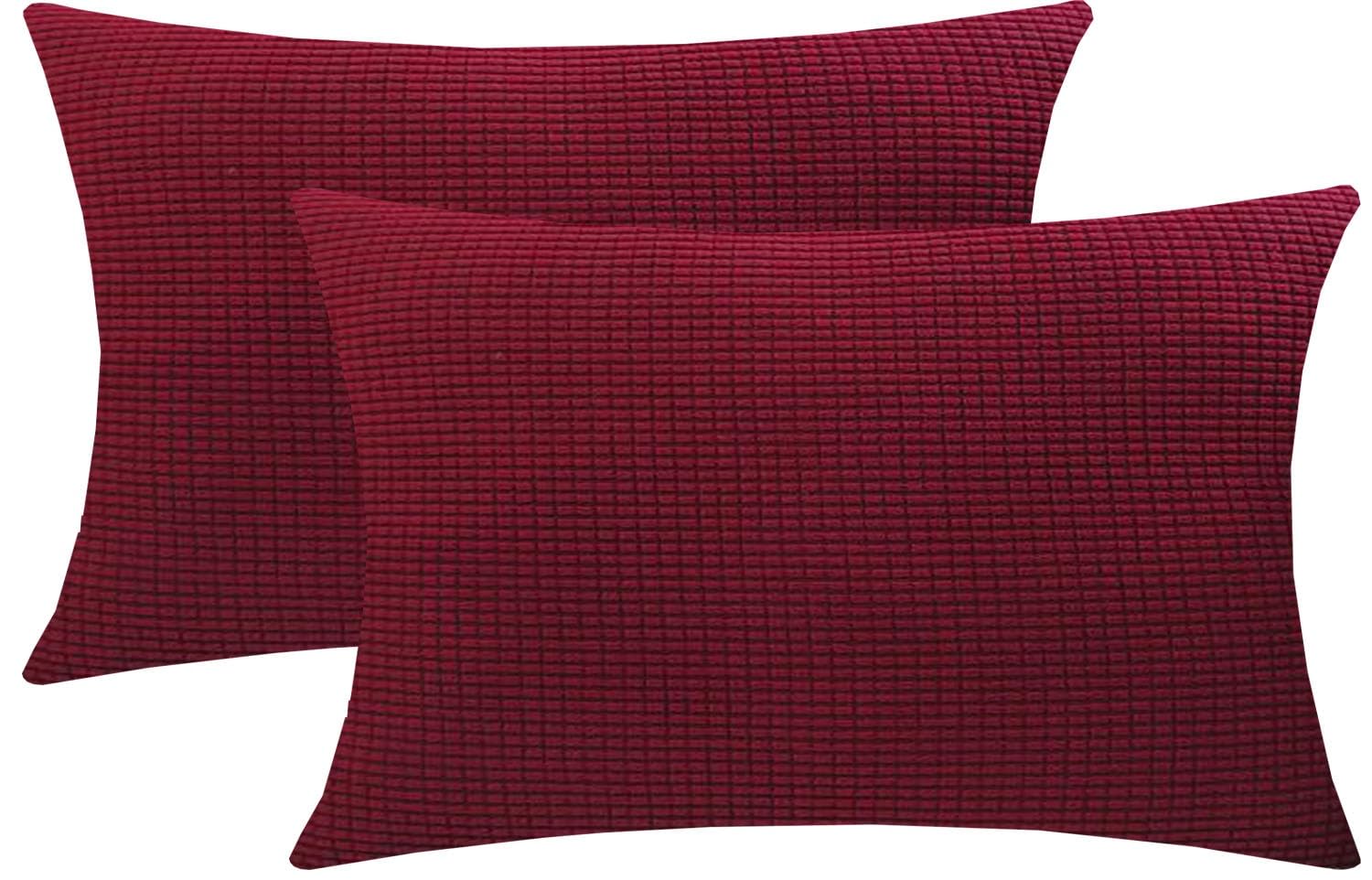 Cushion Covers Pack of 2 Large Decorative Square Throw Pillow Case Green/Brown/Grey/Blue for Sofa Living Room Couch,Rectangle Pillowcase Covers with Invisible Zipper(Burgundy,70x90cm(Set of 2 ))
