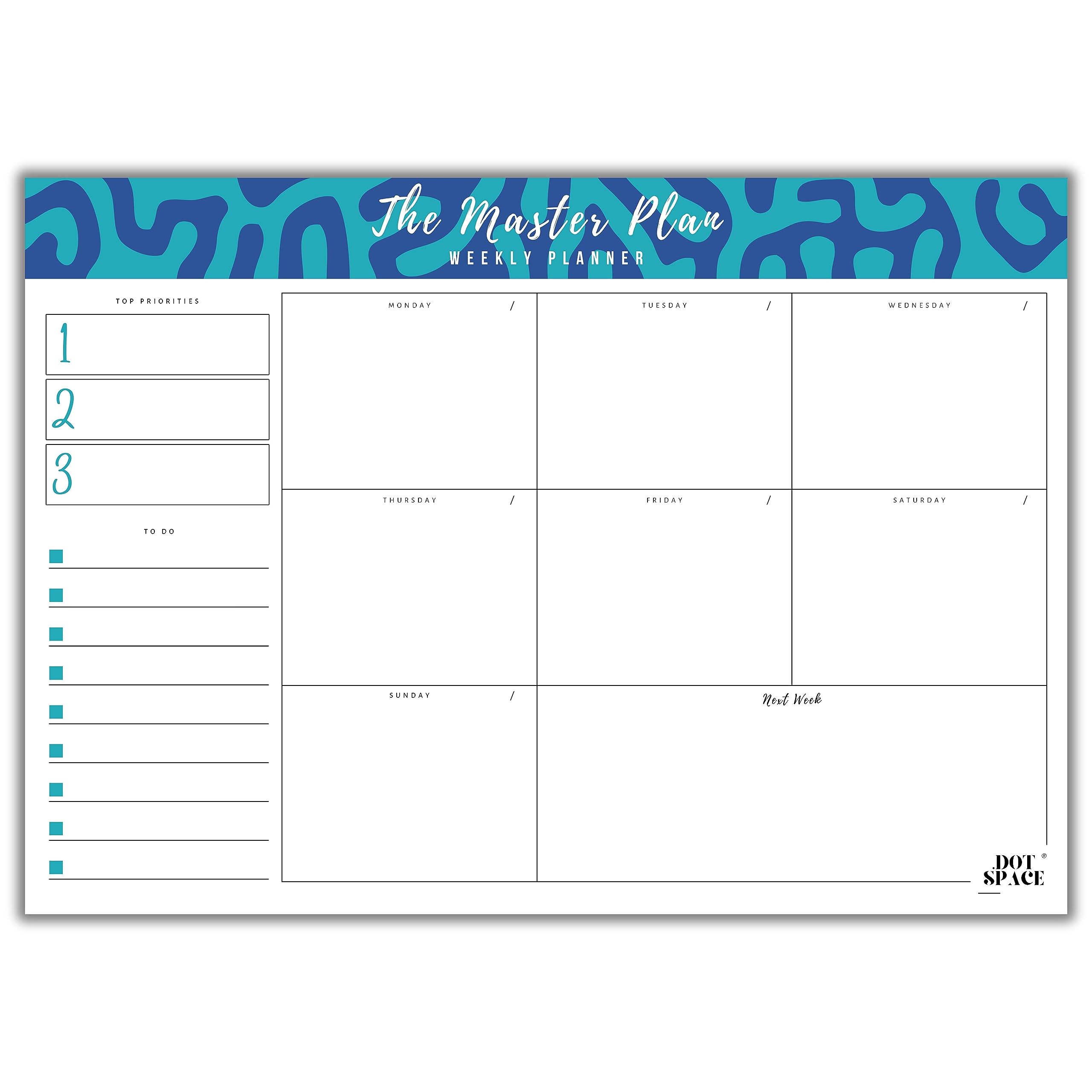 "The Master Plan" Undated Weekly Planner - To Do List, Daily Agenda Schedule, Weekly Priorities and Next Week Plan - 40 Premium Tear Off Sheets Notepad - Desk Planner and Organizer