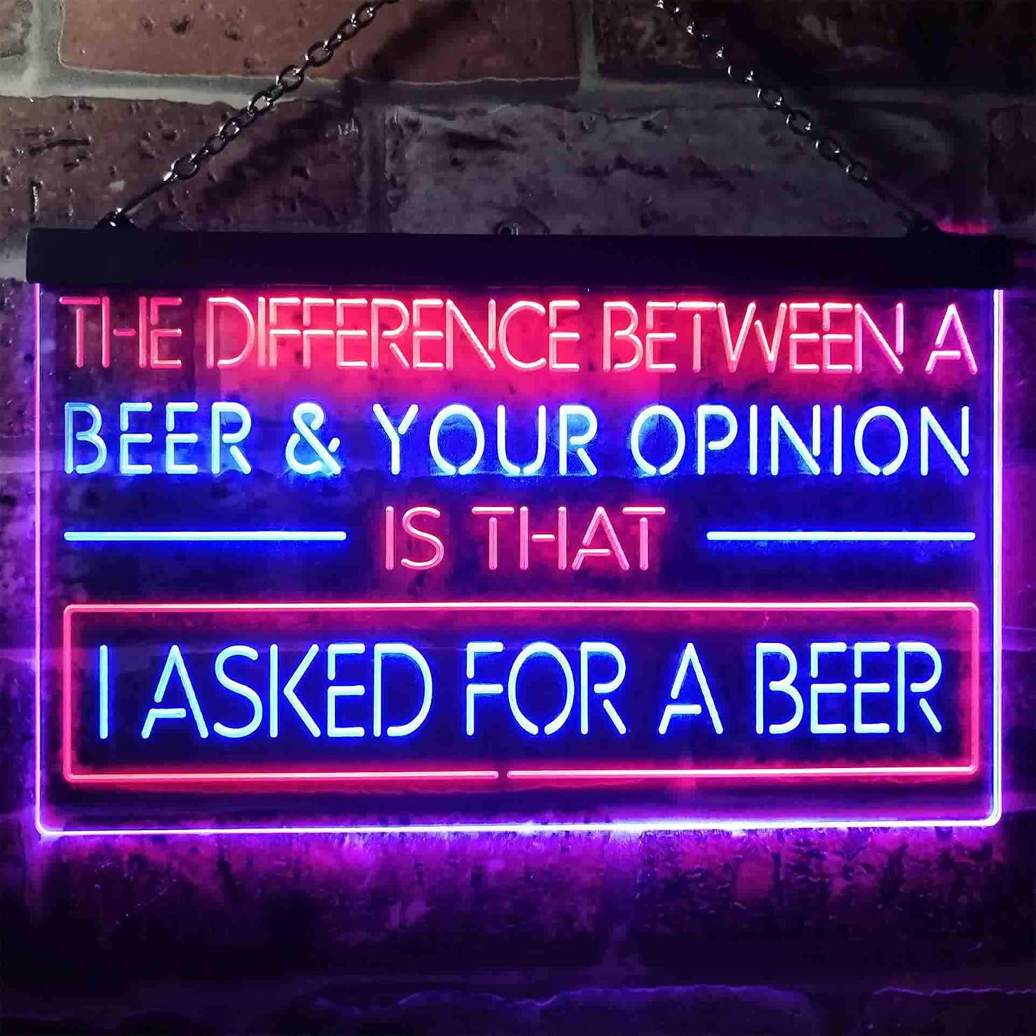 ADVPRO Difference is I Asked for a Beer Bar Dual Color LED Neon Sign Red & Blue 24" x 16" st6s64-i3513-rb