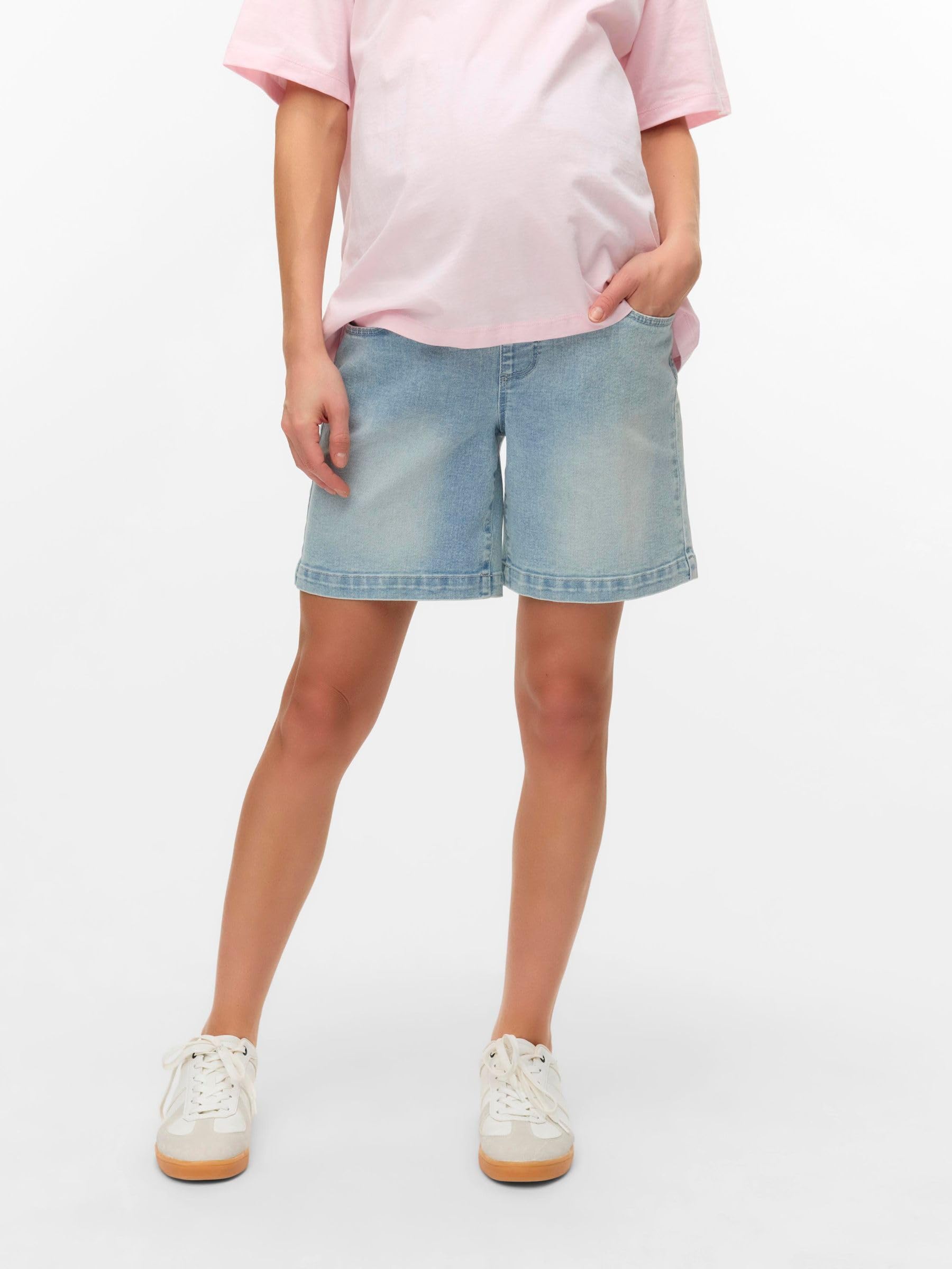 MAMALICIOUS Mama Licious damskie szorty dżinsowe Slim Fit Mid Rise Shorts