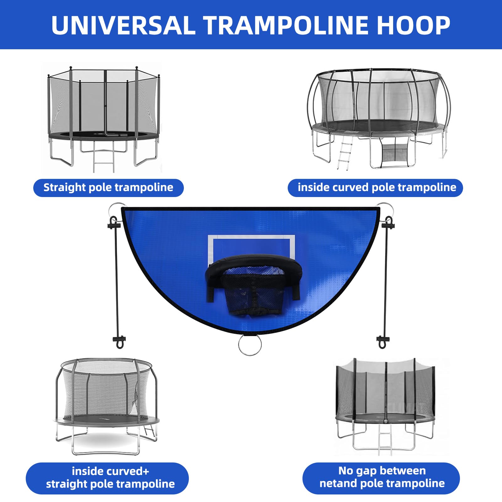 Trampolin Basketballkorb, Universal Mini Basketballkorb, Abreißrand zum Eintauchen Trampolin Basketballaufsatz mit 3 Mini Basketbällen,Trampolin Zubehör für Kinder Erwachsene Innen und Außenbereich