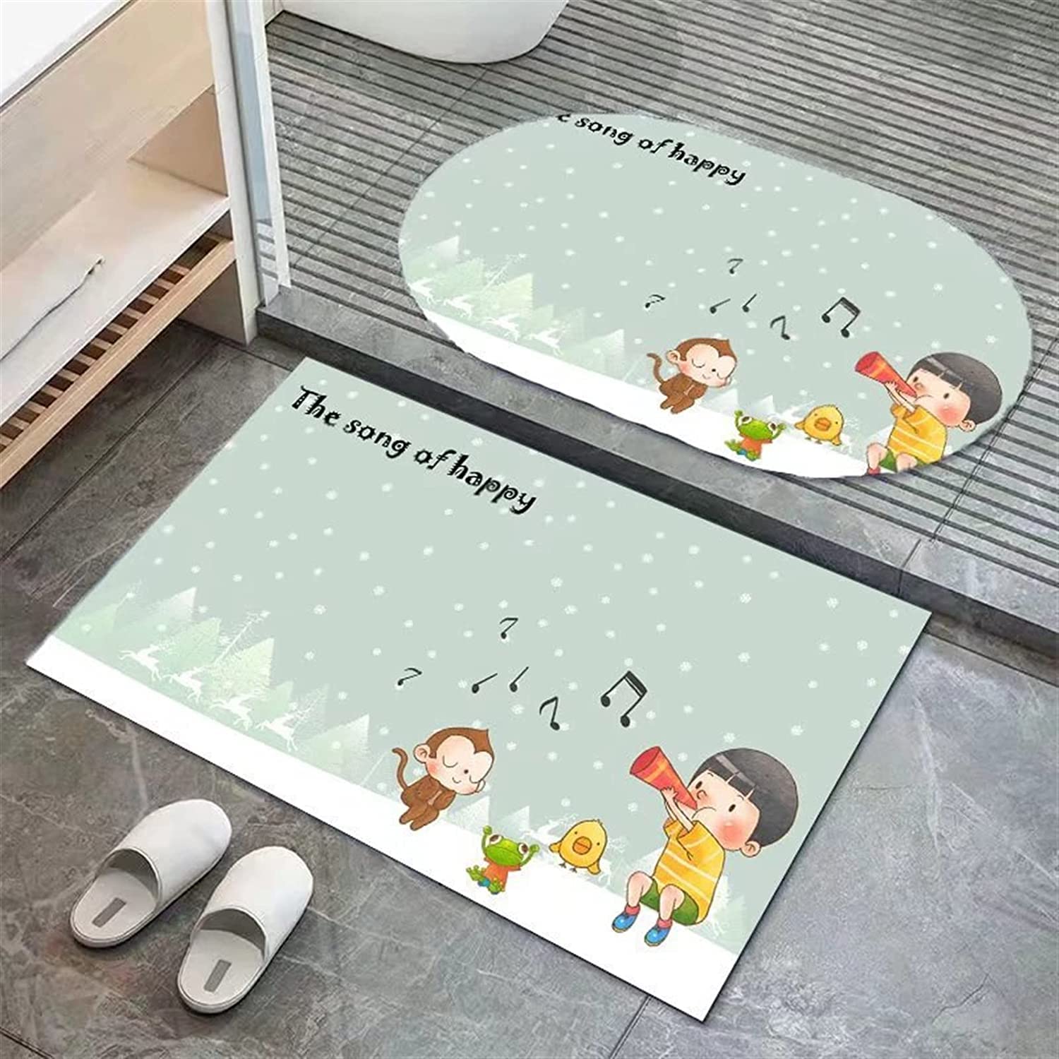Tappetini da Bagno, Confezione da 2, tappetini Super assorbenti per Bagno, Antiscivolo, tappetini da Bagno e Doccia in Farina fossile, Morbidi ad Asciugatura Rapida, Adatti sotto la Porta per la Doc