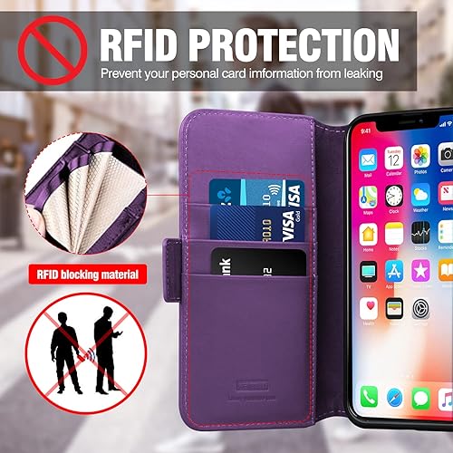 Miniatura 2 de Funda para iPhone 12 5Gpara iPhone 12 Pro 5G (6.1 pulgadas), magnética desmontable 2 en 1, TPU a prueba de golpes, funda de piel auténtica,