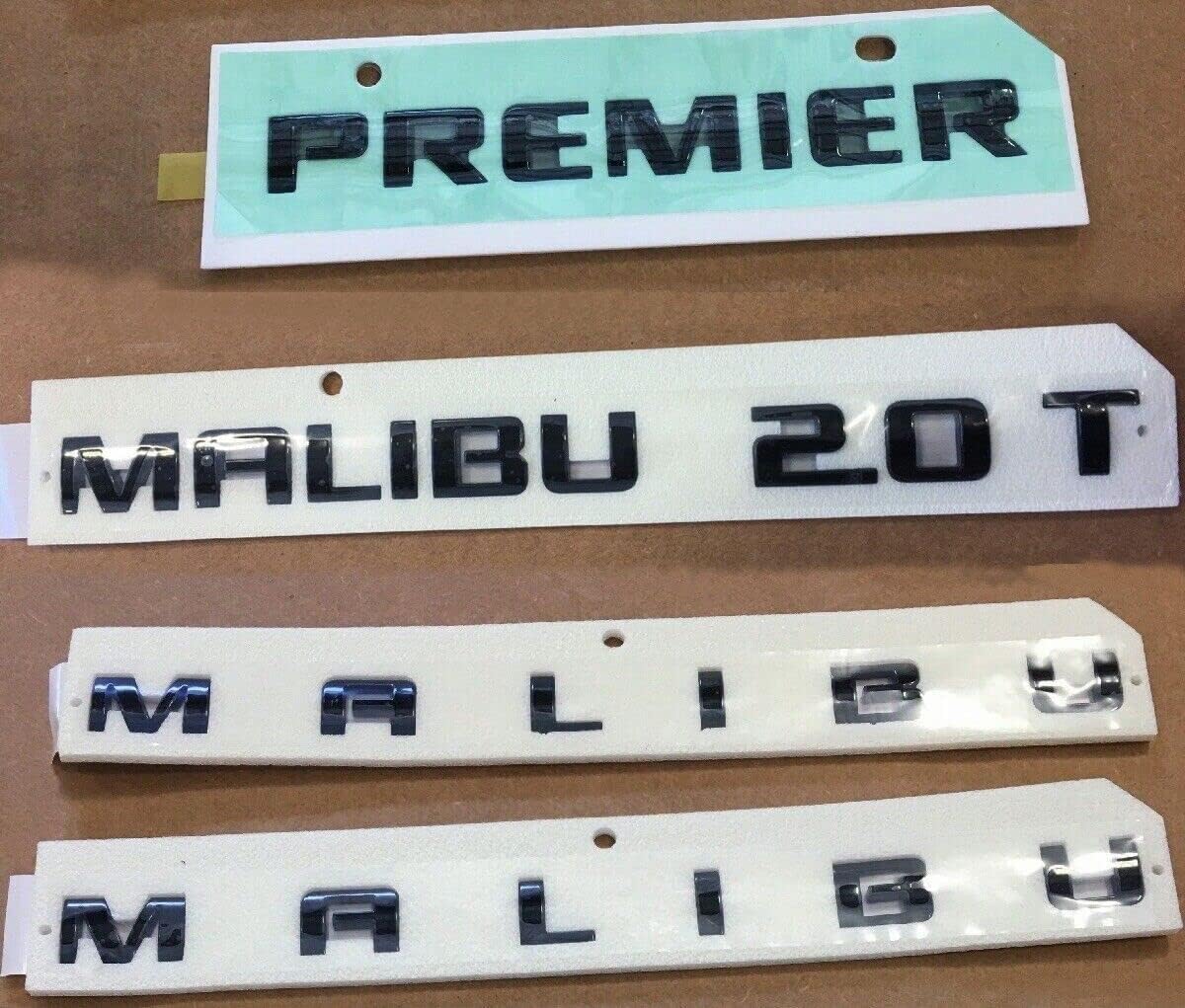 Kit 5Pc Malibu Emblems Premier 2.0T Trunk Door Letter Nameplate 3D Badge Sticker Replacement for 19-23 Malibu 84411085 (Gloss Black)