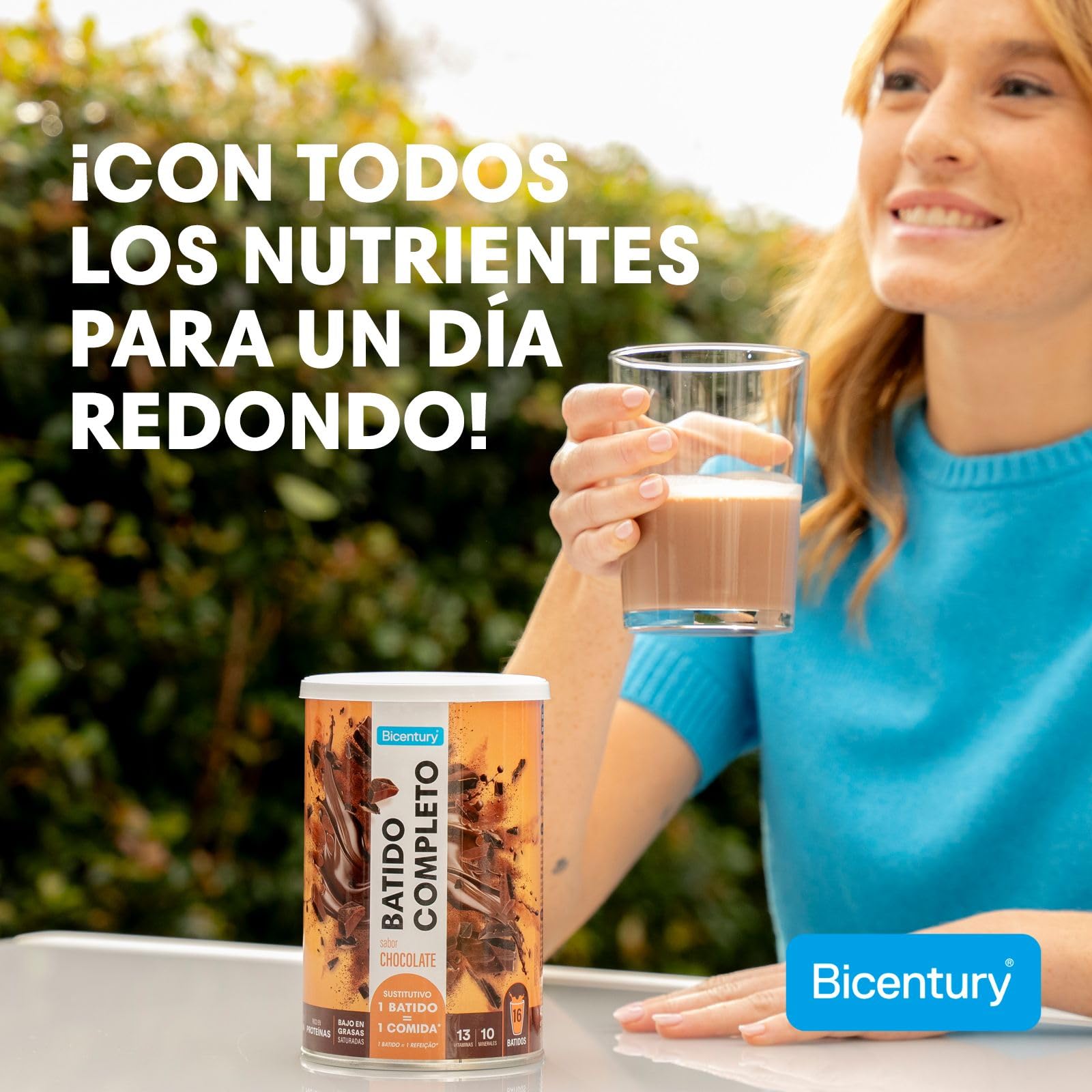 Bicentury Batido Completo Sustitutivo de Comida Sabor Chocolate, Rico en Proteínas, Bajo en Grasas saturadas, Un batido equivale a una comida completa, 436 g, 16 raciones — view 2
