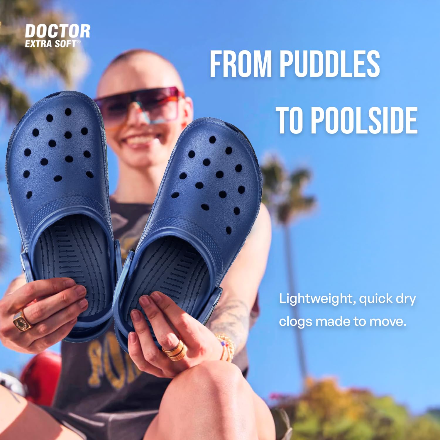 DOCTOR EXTRA SOFT Męskie klasyczne chodaki / sandały z regulowanym paskiem na plecy dla dorosłych | wygodne i lekkie | Stylowe i antypoślizgowe | Wodoodporne i codzienne klapki dla mężczyzn/chłopców