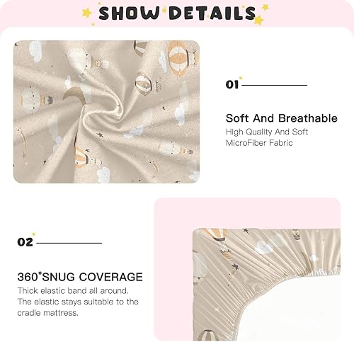 Miniatura 4 de Balloons Fitted Crib Sheet for Boys Girls Baby Crib Sheet Crib Mattress Sheet Mini Crib Sheets for Standard Mattress,39 x 27 in