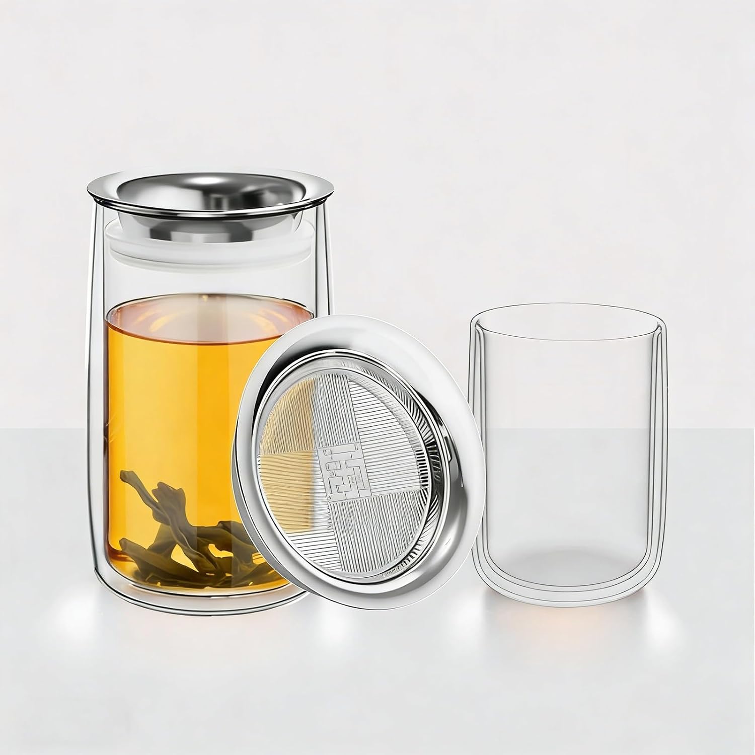 Tea Infuser Glass,glass Tea Cup With Infuser For Great Loose Leaf Brewing System, Equipped With Stainless Steel Filter，Capacity 400mL