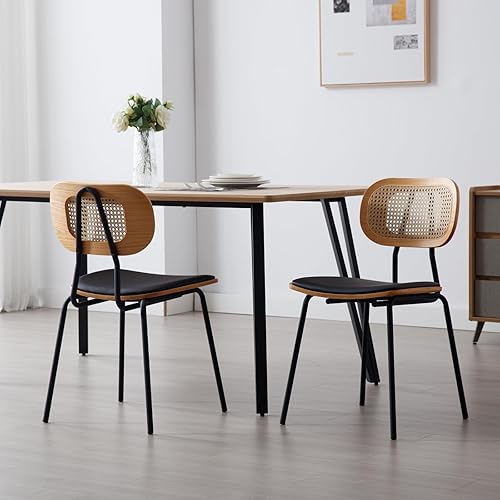 Miniatura 4 de HEAH-YO Juego de 2 sillas de comedor modernas, tapizadas de piel sintética, sillas de comedor con respaldo, sillas de comedor sin brazos para