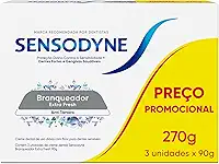 Sensodyne Creme Dental Branqueador Extra Fresh com Flúor, Leve 3 e Pague 2, Anti Tártaro, Contra Sensibilidade, 90g cada