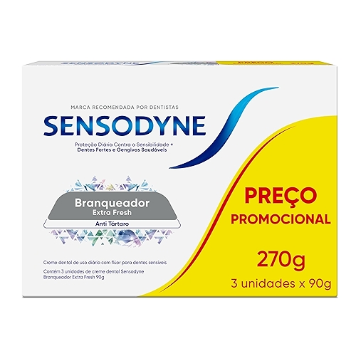 Sensodyne Creme Dental Branqueador Extra Fresh com Flúor, Leve 3 e Pague 2, Anti Tártaro, ...