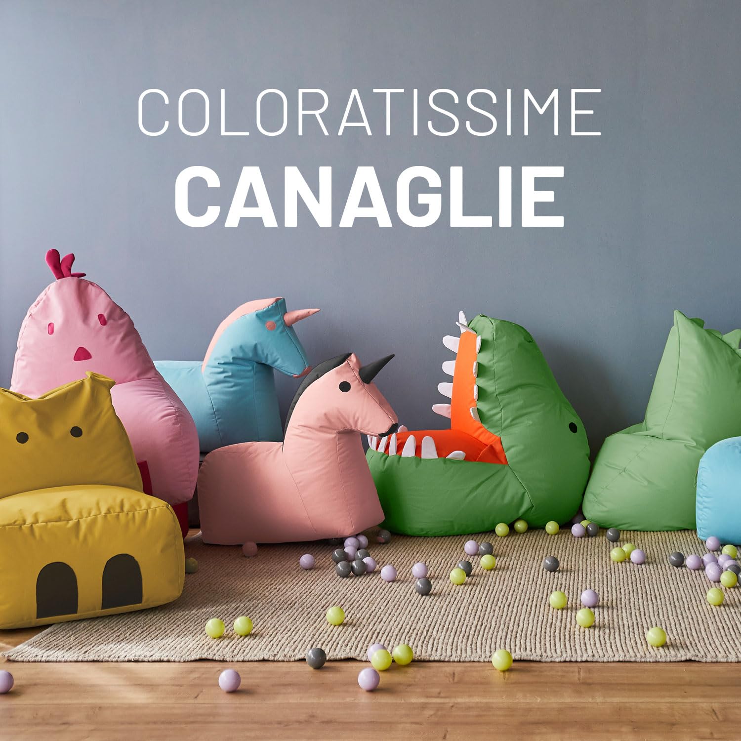 Lumaland Pouf Dino Animal Design | Pouf per interni ed esterni per bambini | Combinabile con gli amici di Animal Line | 90 x 90 x 70 cm [verde]