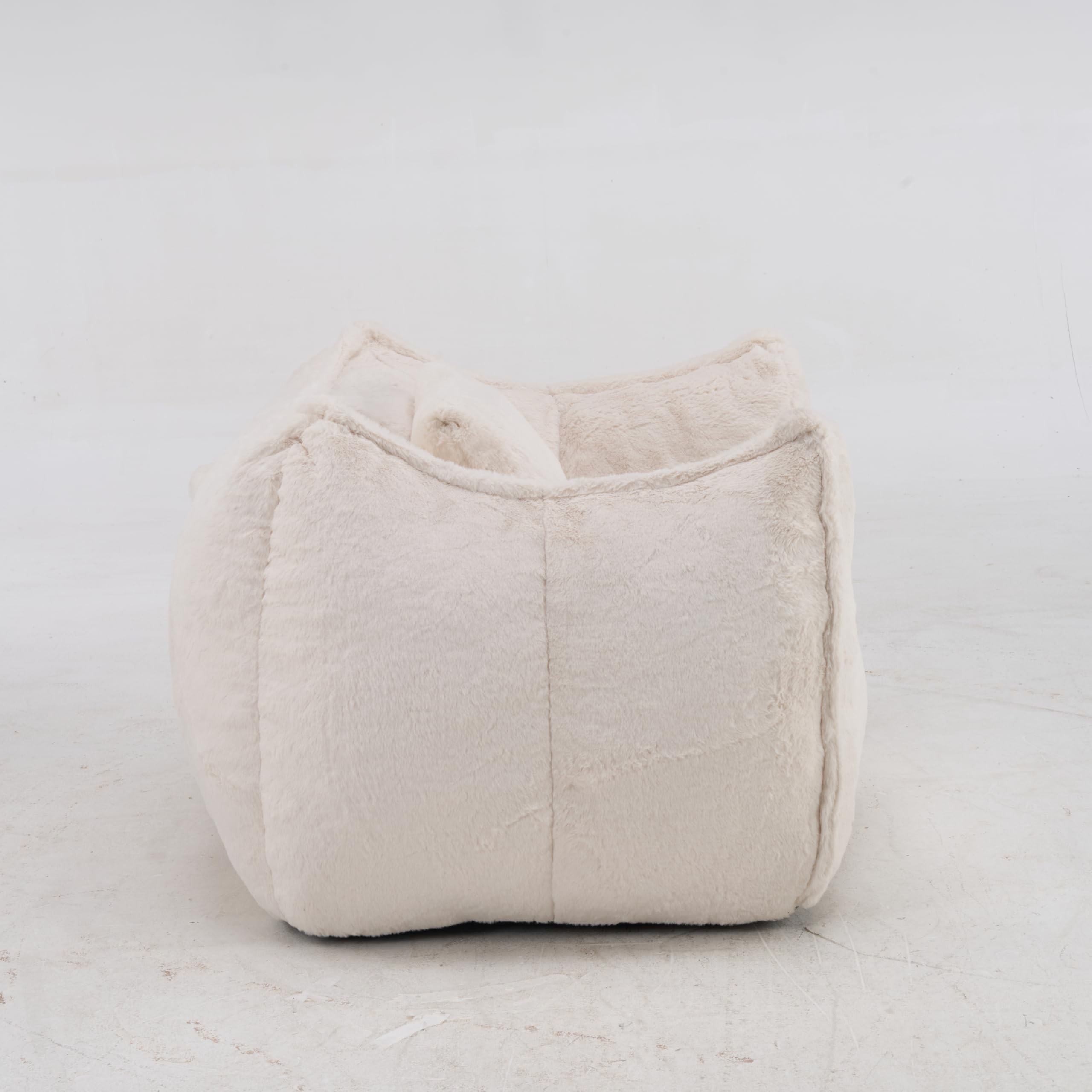 Puf gigante de piel sintética con cojín, cómodo para leer y jugar, para adultos y niños, para salón o dormitorio, color beige