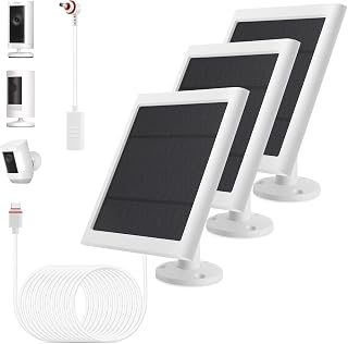 Solar Panel Outdoor for Ring Cameras (White 3P) Spotlight Cam Plus/Pro Stick Up Cam/Pro Wireless Outdoor with 10FT/3M Long Cable Dustproof Waterproof