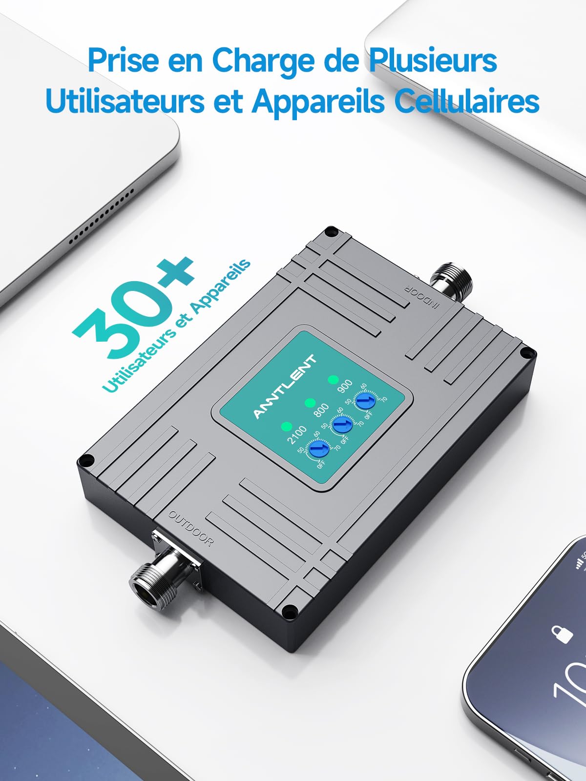ANNTLENT Amplificateur 4G 3G Bande 1/8/20, LTE GSM WCDMA Amplificateur de Signal Cellulaire Tri-Bande pour Tous Opérateurs, Support Multi-Appareils,pour Maison/Bureau