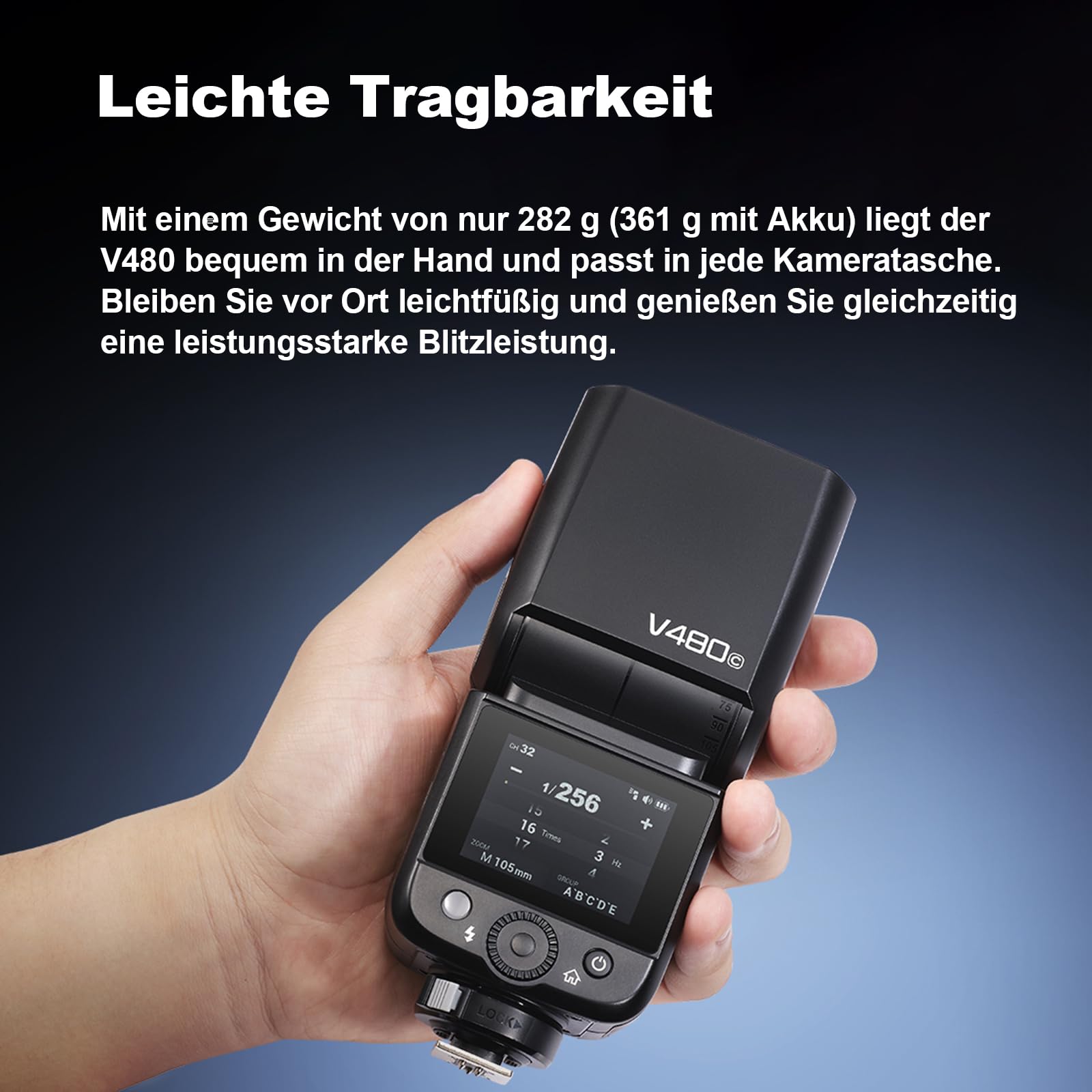 Godox V480 S Blitz für Sony Kameras,V480-S TTL Kamerablitz mit Diffusor und Touchscreen,GN50 1/8000 HSS 7.2 V/2200 mAh Akku,V480S Godox Blitz Kompatibel mit Sony Alpha A9 III a7III a6700 a6400 ZV-E10
