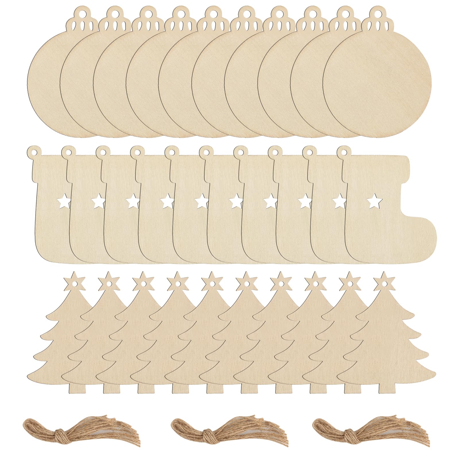 30 Adornos Navidad Madera, Adornos Colgantes Decoracion Arbol de Navidad, Decoración Navideña Bolas Navideñas/Botas Navideñas/Árboles de Navidad Adornos para Manualidades Navidad Etiquetas de Regalo