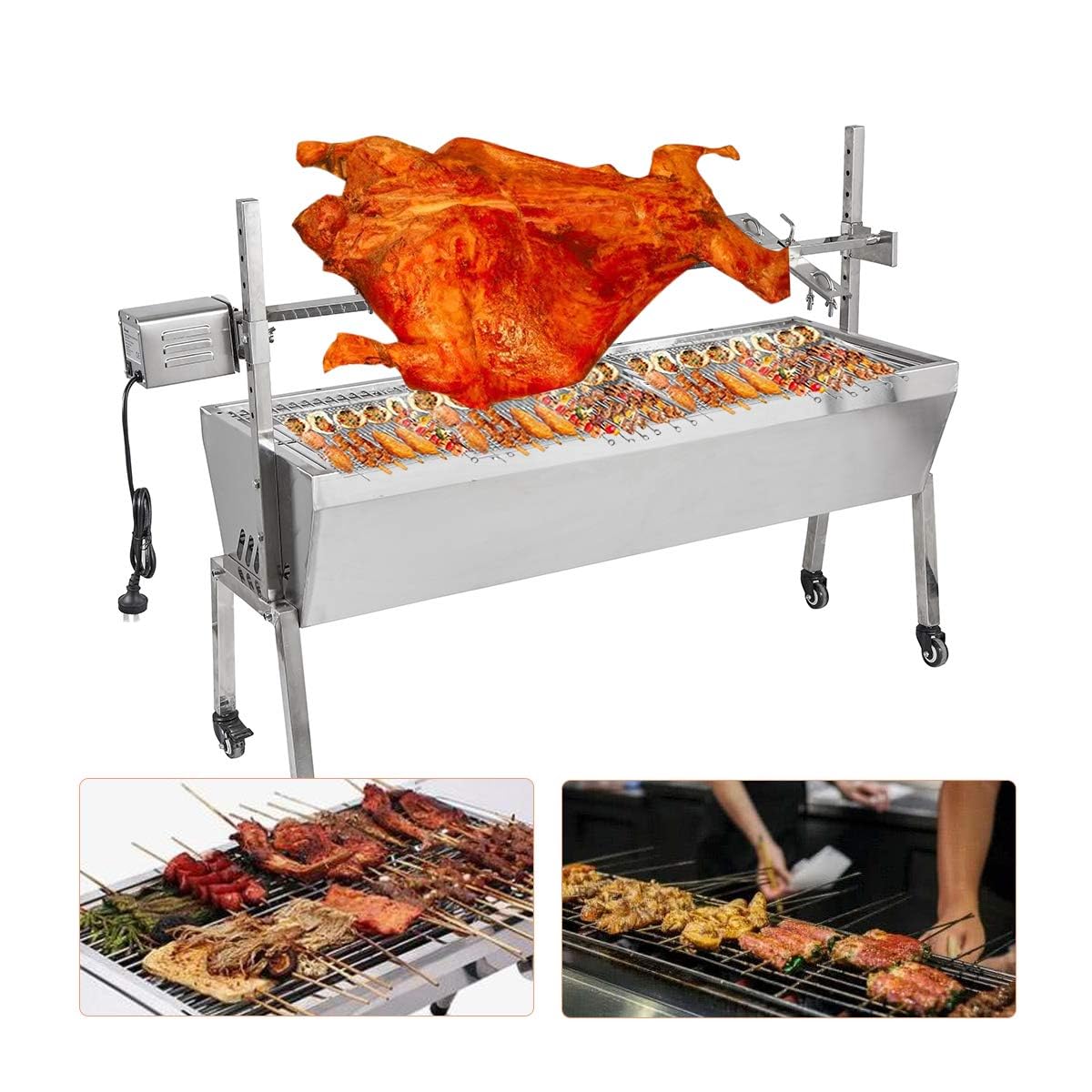 Grill Rożen grill na węgiel drzewny, spinningowa maszyna do pieczenia jagnięcego kurczaka, piknik na świeżym powietrzu kemping