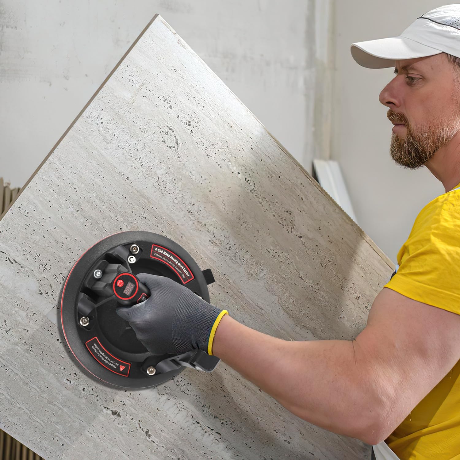 Sollevatore vuoto elettrico da 8 pollici con display digitale – 200 kg di capacità di carico 2 batterie, ricarica automatica, per vetro, piastrelle, piastre, mobili, valigetta inclusa