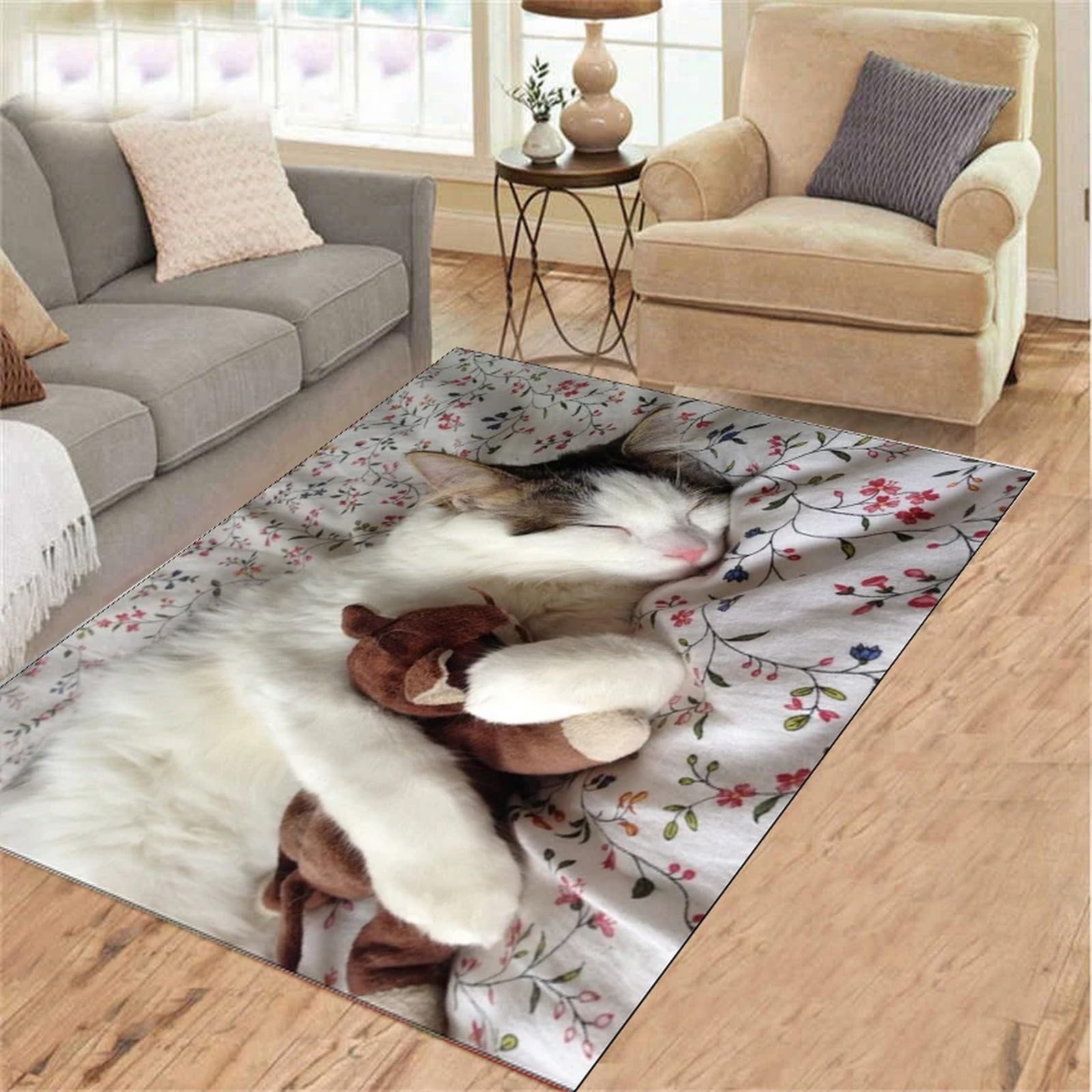 Tapis de salon chat animalier 3d idéal pour réchauffer une chambre