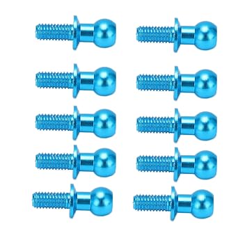 Ball Head Screw Link Rod, Ball Head Screw Link Rod Shock Absorber End Strong Lightweight 10pcs Small Aluminum Alloy for TT01 TT02 for RC Car(blue)