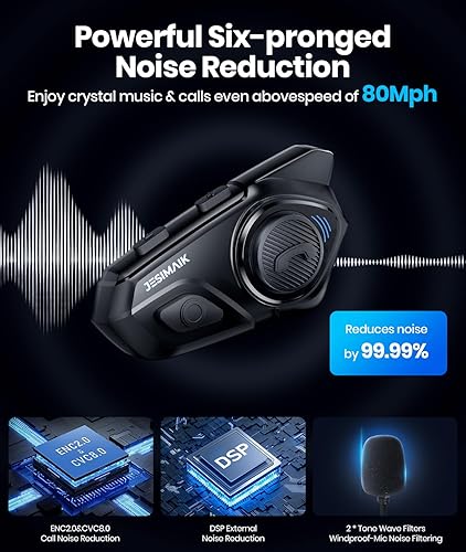 Miniatura 8 de Auriculares Bluetooth para Casco de Motocicleta, Sistema de Comunicación de Casco de 2KM de 10 Vías, Intercomunicador de Audio Multitarea para