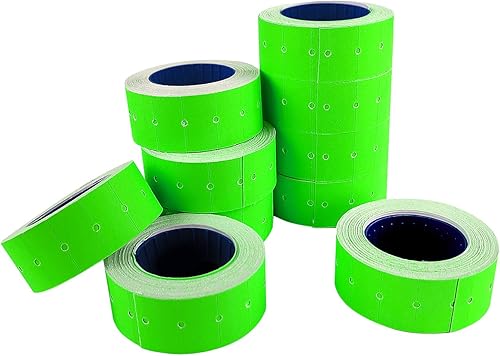 Miniatura 7 de 30 rollos de 15000 etiquetas de pistola de precio para Mx-5500, etiquetas de etiquetas de papel blancas superadhesivas (verde)