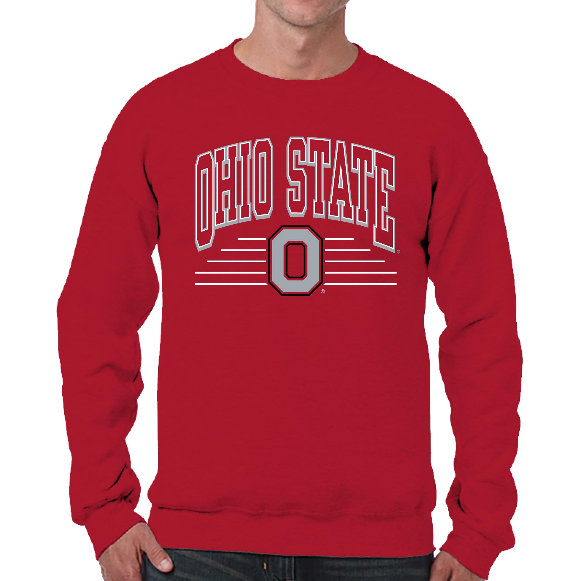 Campus Colors NCAA Adult Unisex Overtime Classics Crewneck Fleece Sweatshirt, Cozy Cotton Poly Blend, Timeless Design, Red, Large