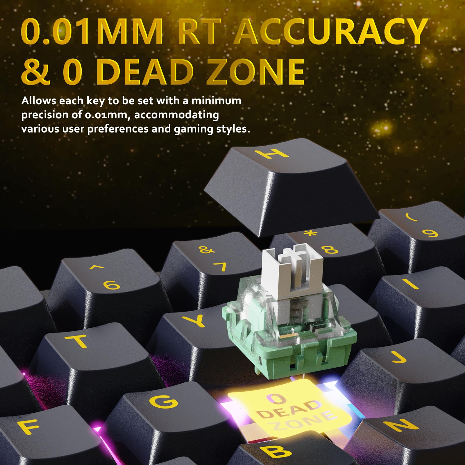 ATTACK SHARK X65 HE Teclado Gaming Interruptores Magnéticos Rapid Trigger, 65% Cableado, 8000 Hz Tasa de Sondeo, Precisión RT 0,01mm, Teclas PBT, Driver QMK, Diseño QWERTY ANSI, RGB (Negro estrellado)