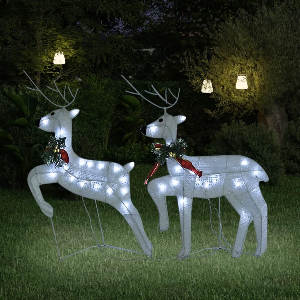 mini lichterkette mit batterie,lichterkette außen batterie,LED-Rentiere 2 Stk. Weiß 40 LEDsGeeignet für Patio, Schlafzimmer, Wohnzimmer, Weihnachten